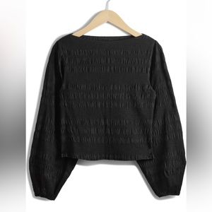 & other stories shirred bateau neck top